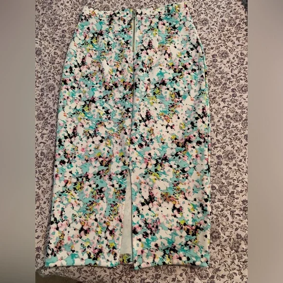 💚I Heart Ronson Floral Pencil Skirt size extra small mint pink white black - Picture 5 of 6